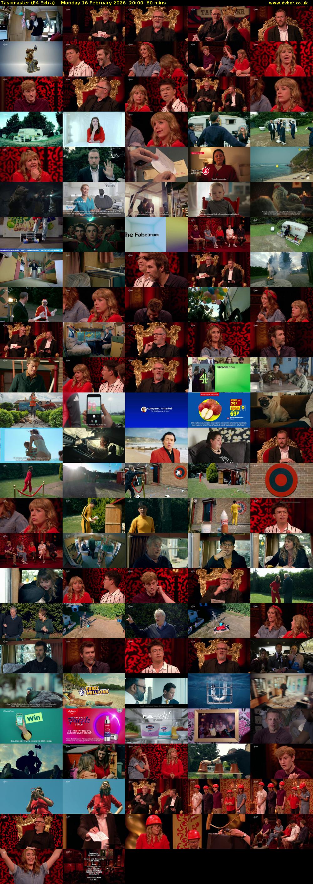 Taskmaster (E4 Extra) Monday 16 February 2026 20:00 - 21:00