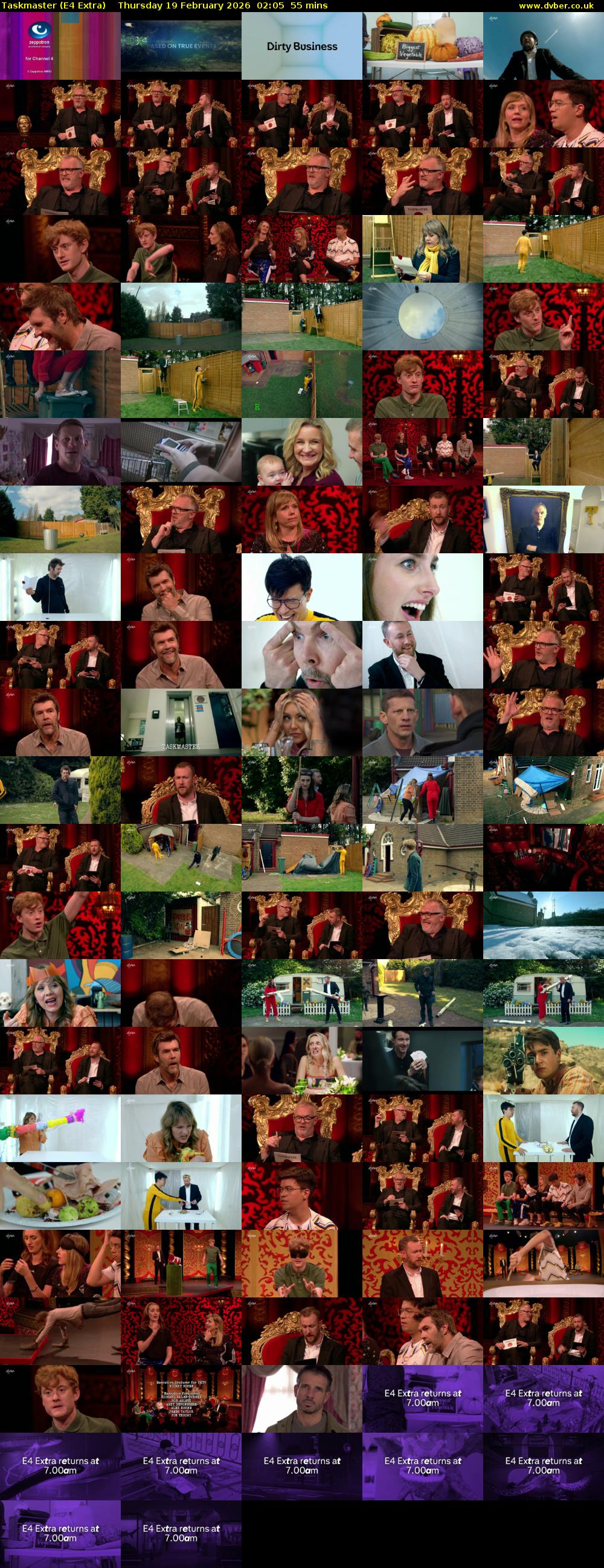 Taskmaster (E4 Extra) Thursday 19 February 2026 02:05 - 03:00