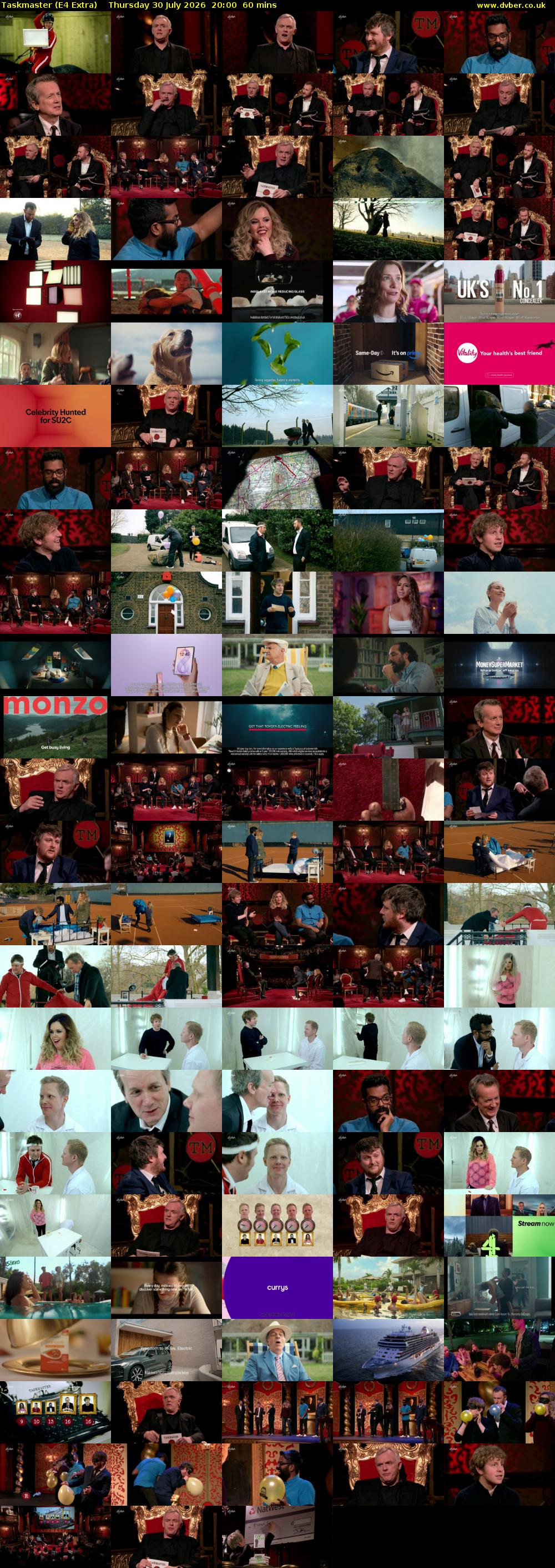 Taskmaster (E4 Extra) Thursday 30 July 2026 20:00 - 21:00