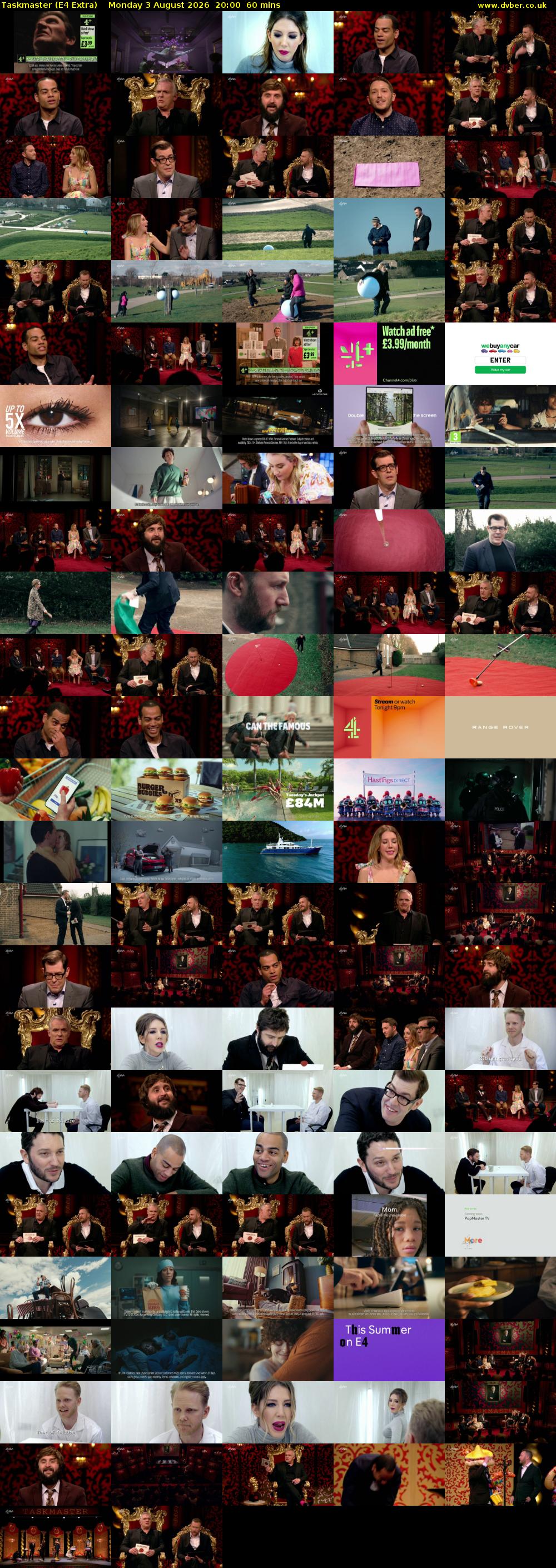 Taskmaster (E4 Extra) Monday 3 August 2026 20:00 - 21:00