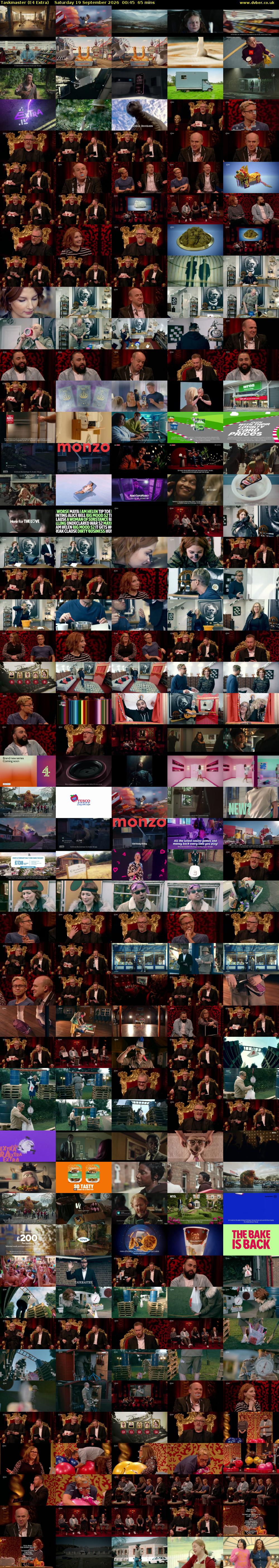 Taskmaster (E4 Extra) Saturday 19 September 2026 00:45 - 01:50