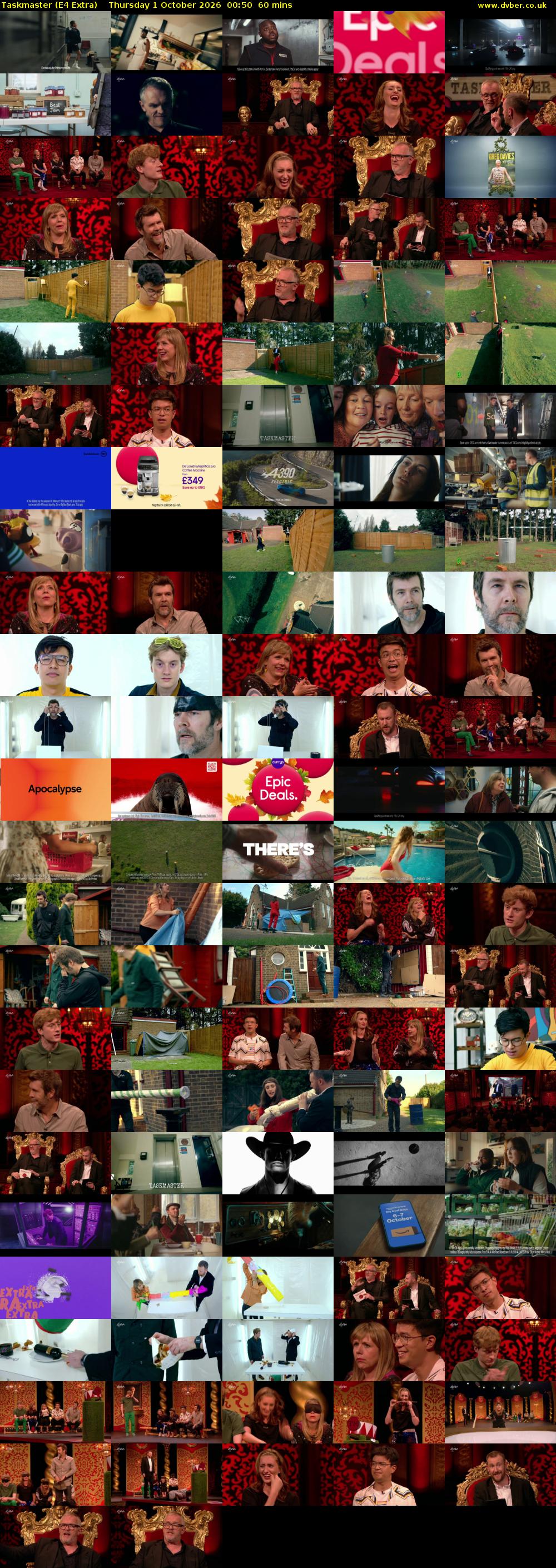 Taskmaster (E4 Extra) Thursday 1 October 2026 00:50 - 01:50