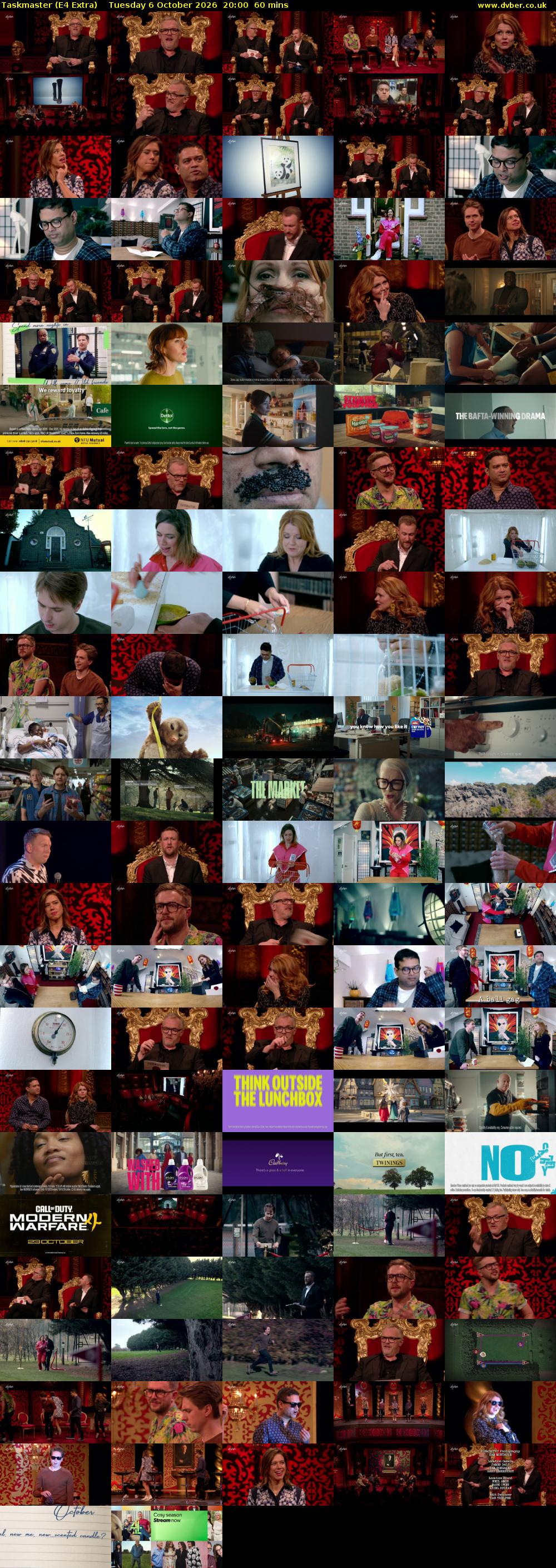 Taskmaster (E4 Extra) Tuesday 6 October 2026 20:00 - 21:00