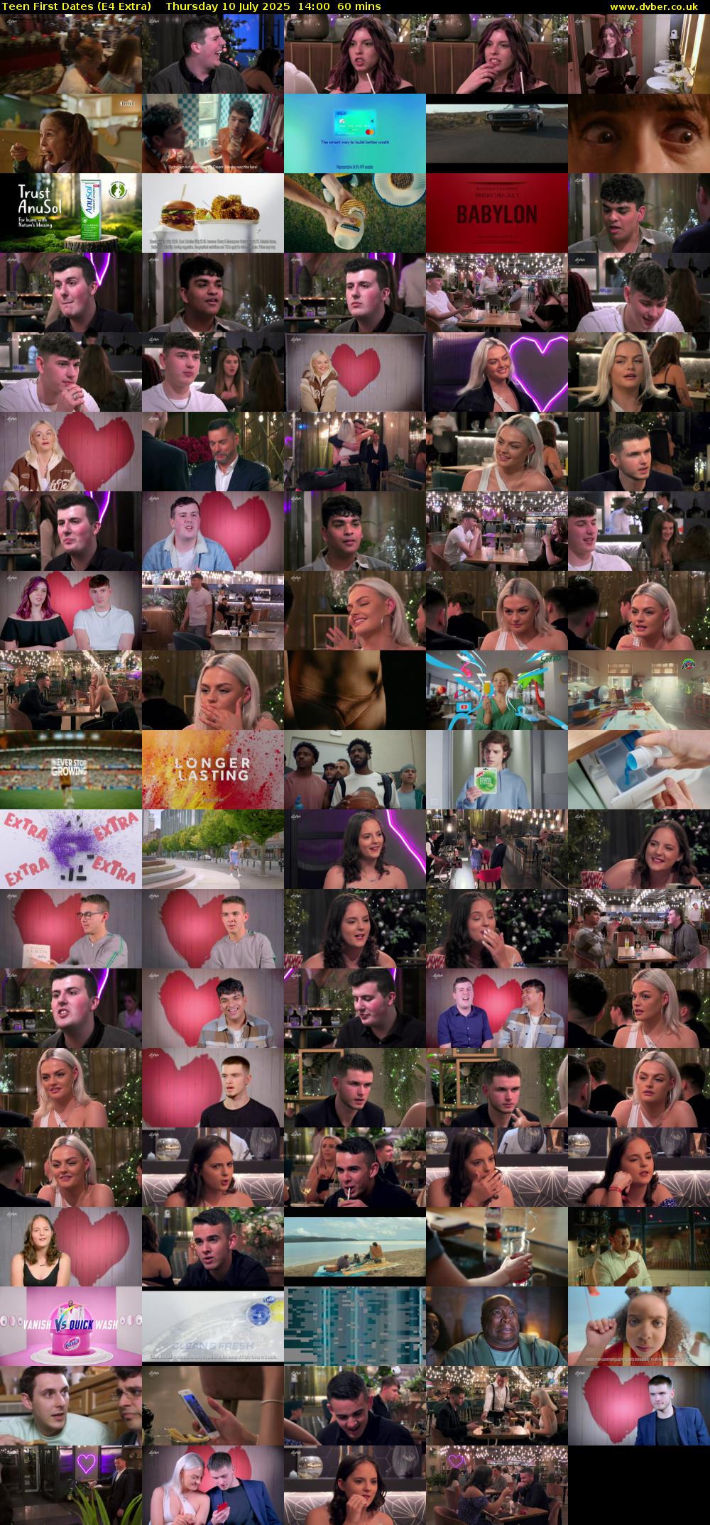 Teen First Dates (E4 Extra) Thursday 10 July 2025 14:00 - 15:00