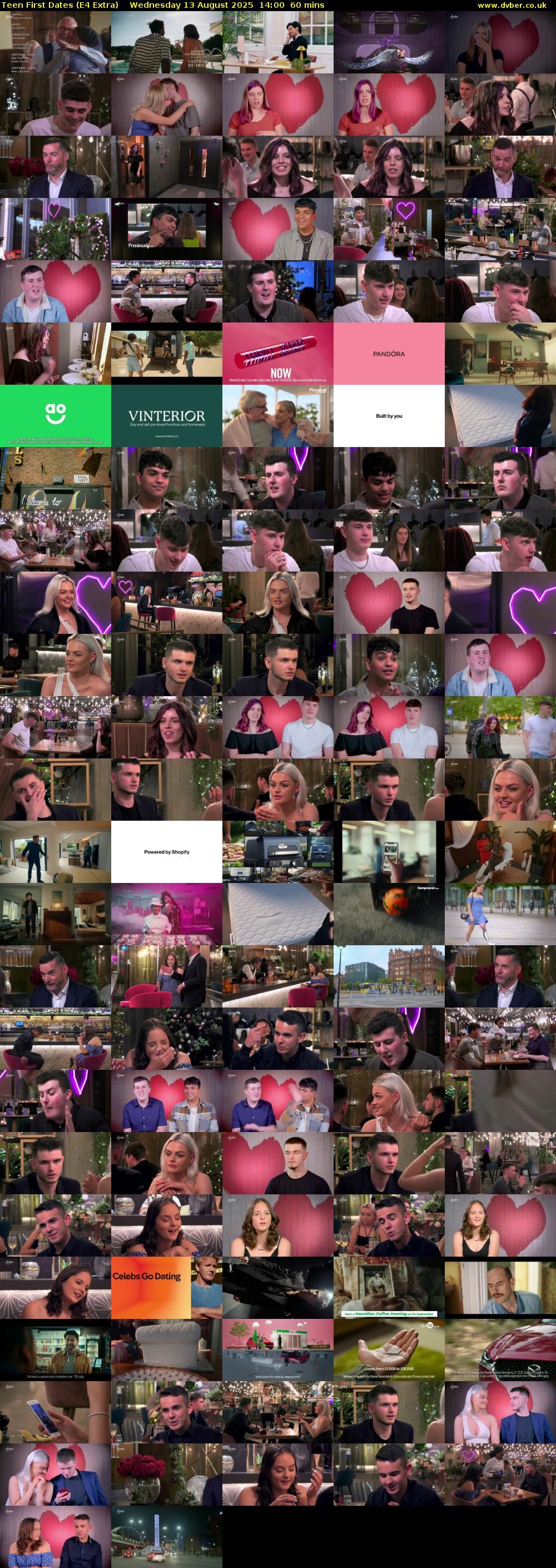 Teen First Dates (E4 Extra) Wednesday 13 August 2025 14:00 - 15:00