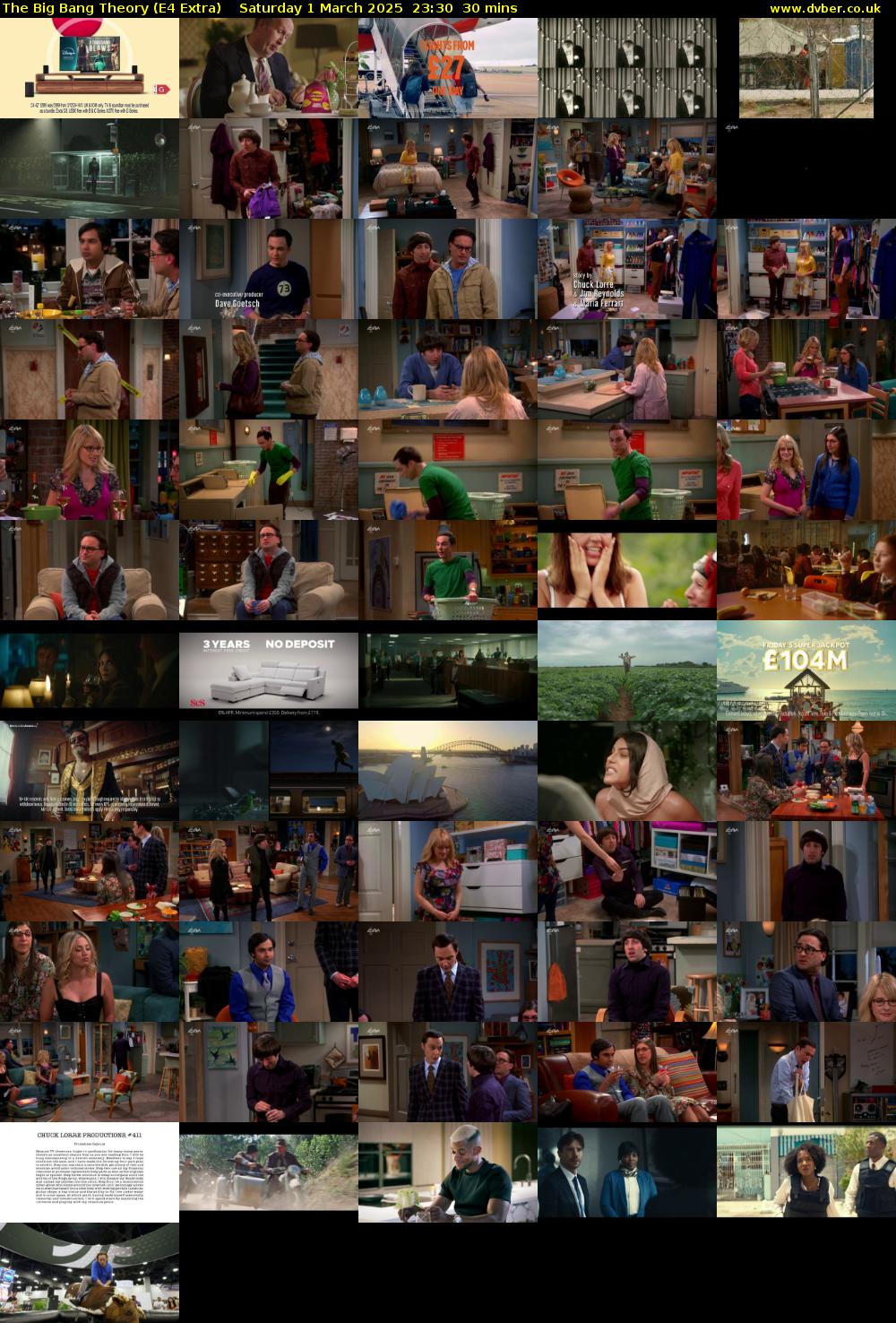 The Big Bang Theory (E4 Extra) Saturday 1 March 2025 23:30 - 00:00