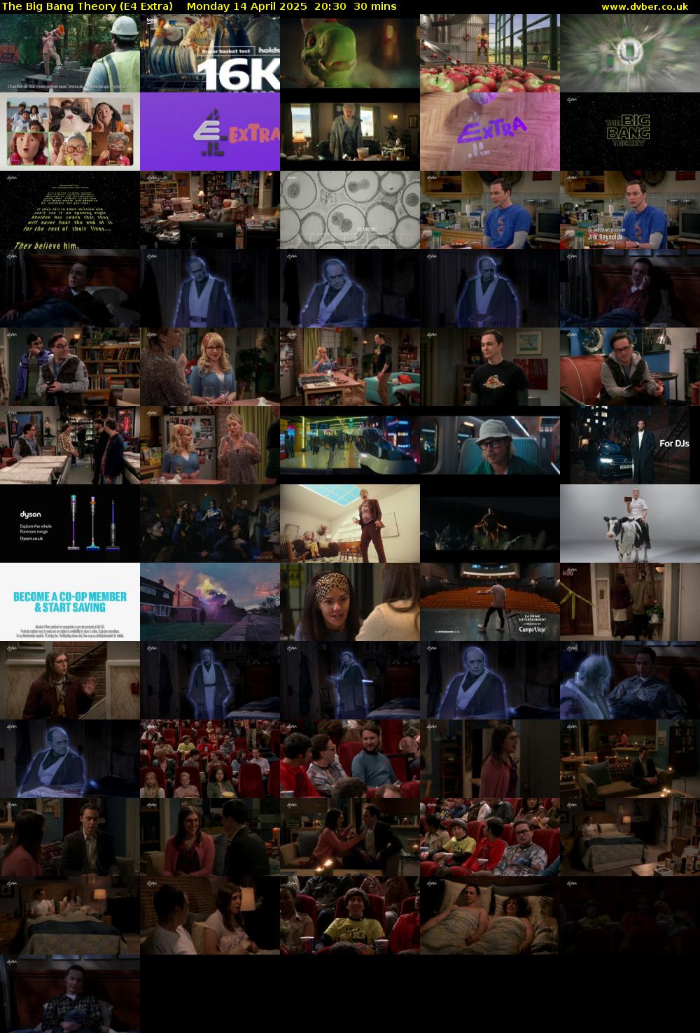 The Big Bang Theory (E4 Extra) Monday 14 April 2025 20:30 - 21:00