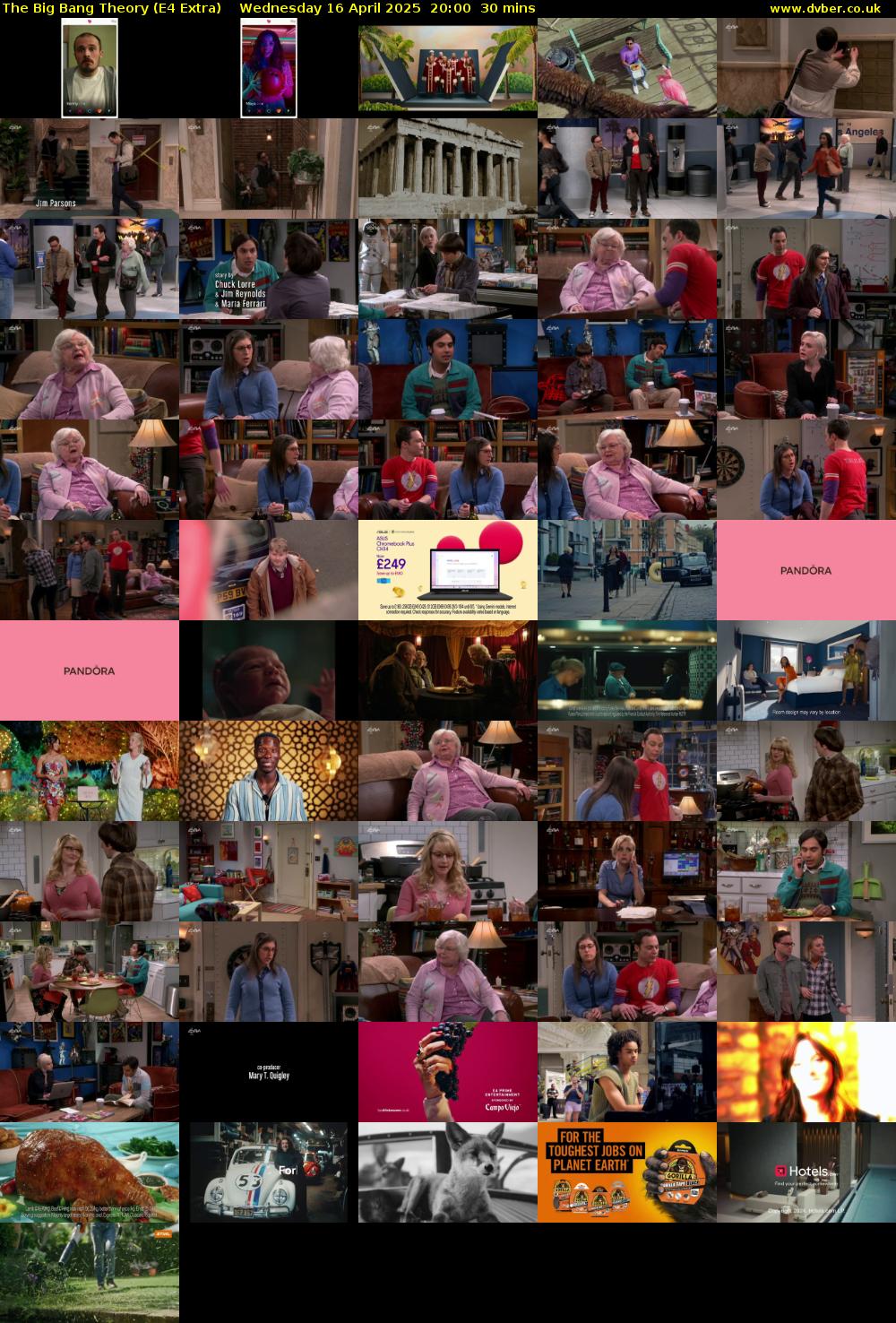 The Big Bang Theory (E4 Extra) Wednesday 16 April 2025 20:00 - 20:30