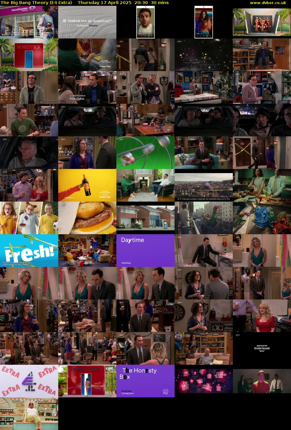 The Big Bang Theory (E4 Extra) Thursday 17 April 2025 20:30 - 21:00