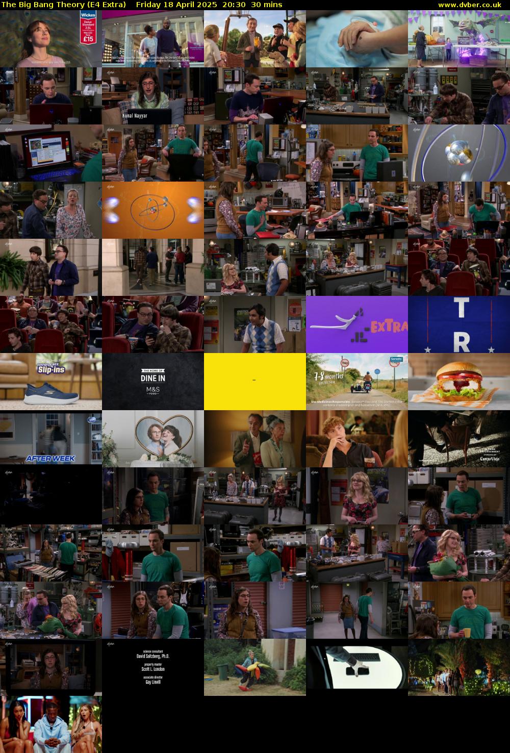 The Big Bang Theory (E4 Extra) Friday 18 April 2025 20:30 - 21:00