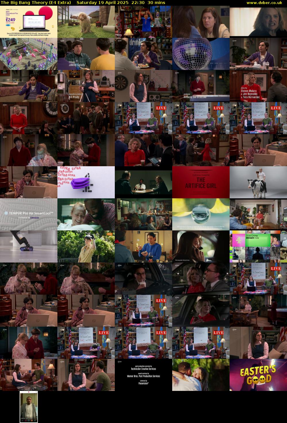 The Big Bang Theory (E4 Extra) Saturday 19 April 2025 22:30 - 23:00