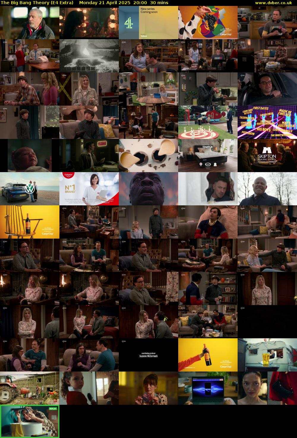 The Big Bang Theory (E4 Extra) Monday 21 April 2025 20:00 - 20:30