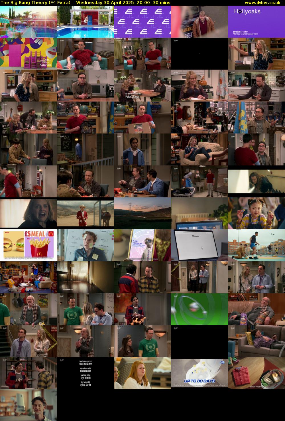 The Big Bang Theory (E4 Extra) Wednesday 30 April 2025 20:00 - 20:30