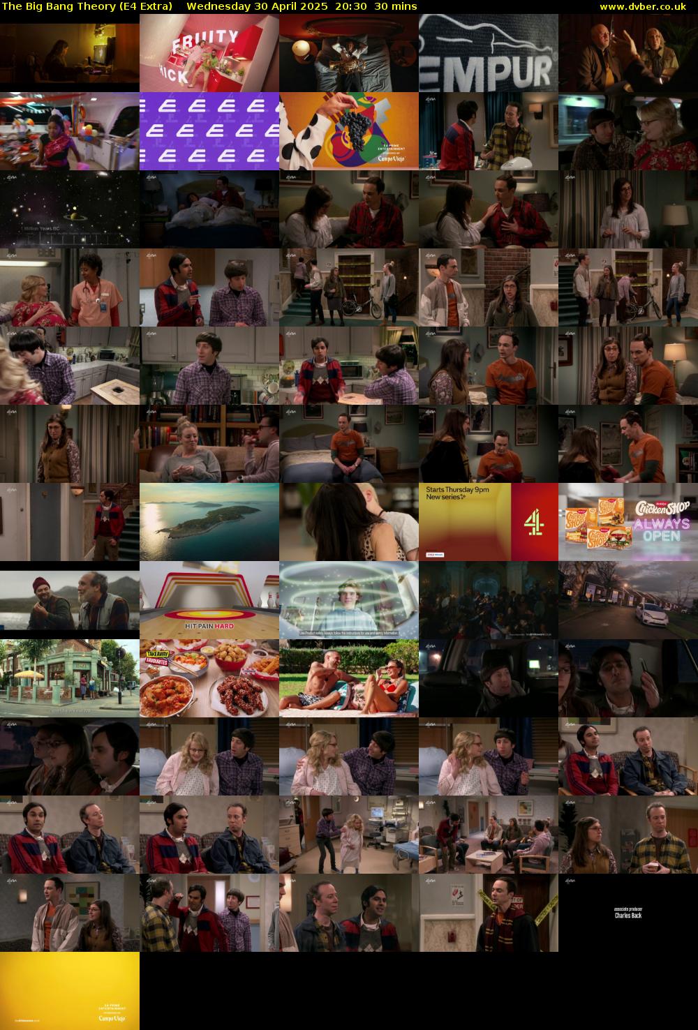 The Big Bang Theory (E4 Extra) Wednesday 30 April 2025 20:30 - 21:00