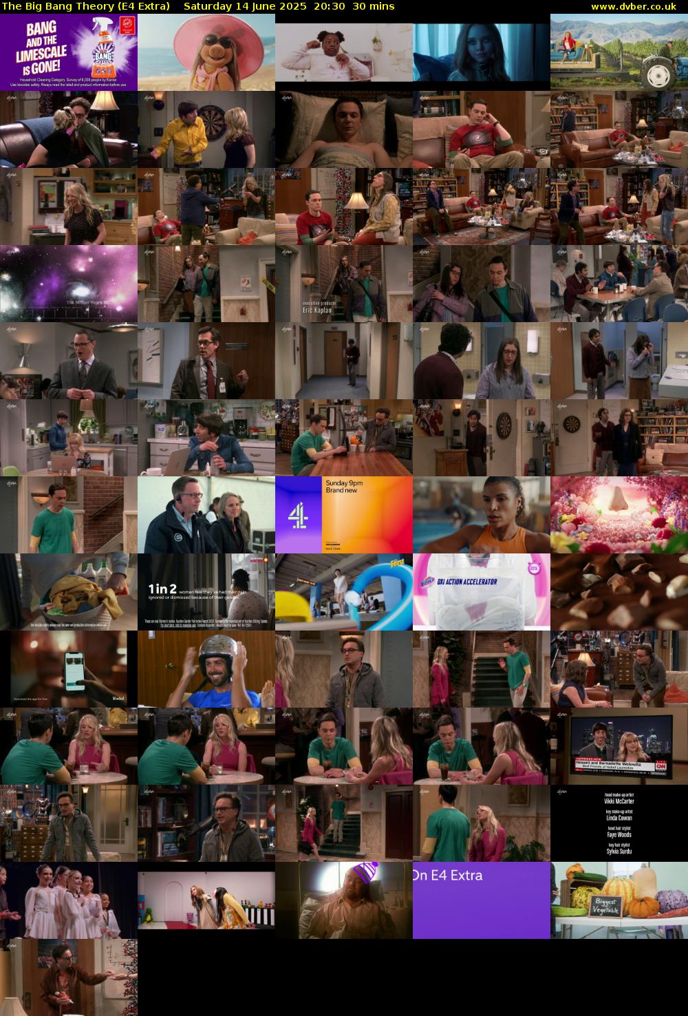 The Big Bang Theory (E4 Extra) Saturday 14 June 2025 20:30 - 21:00
