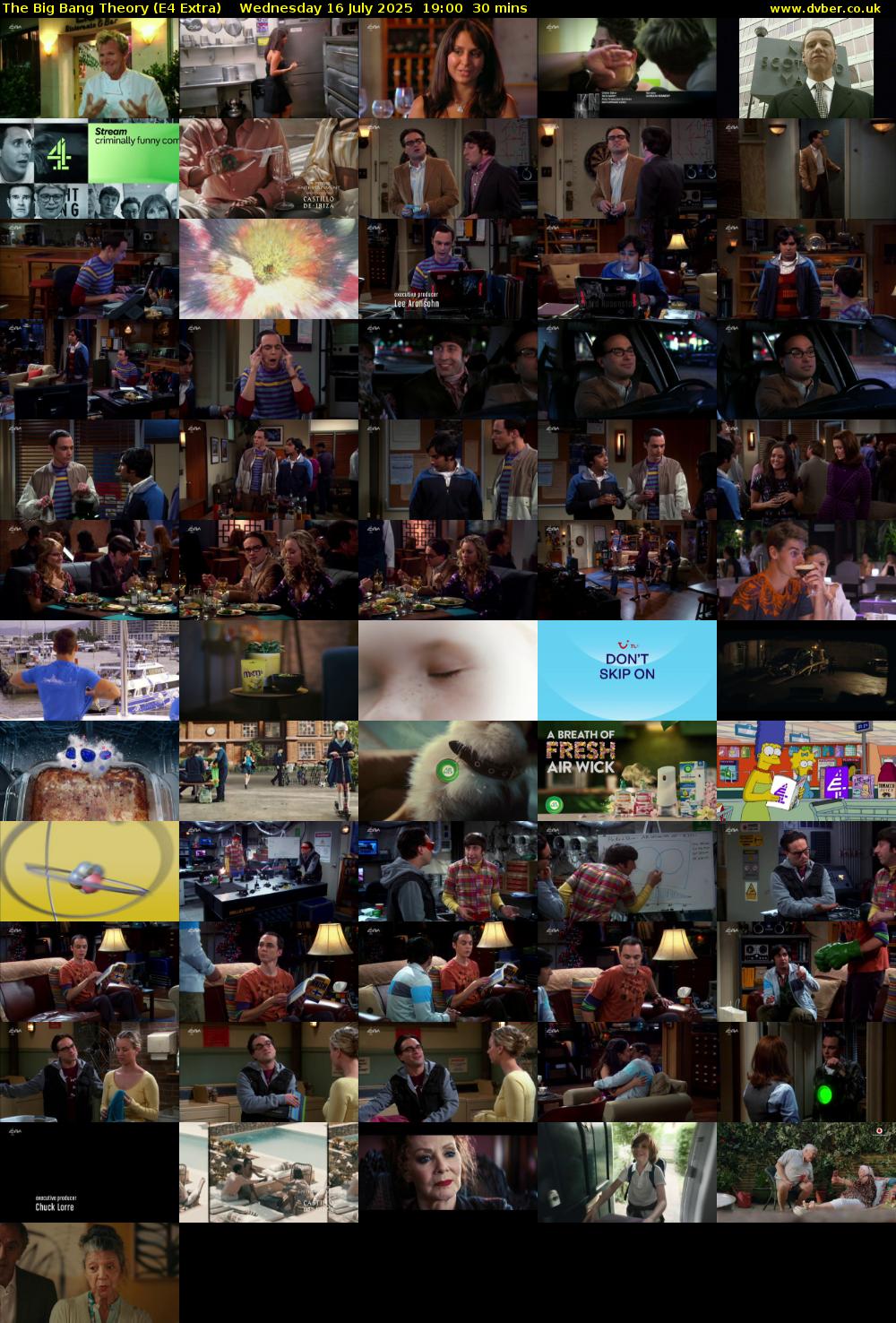 The Big Bang Theory (E4 Extra) Wednesday 16 July 2025 19:00 - 19:30