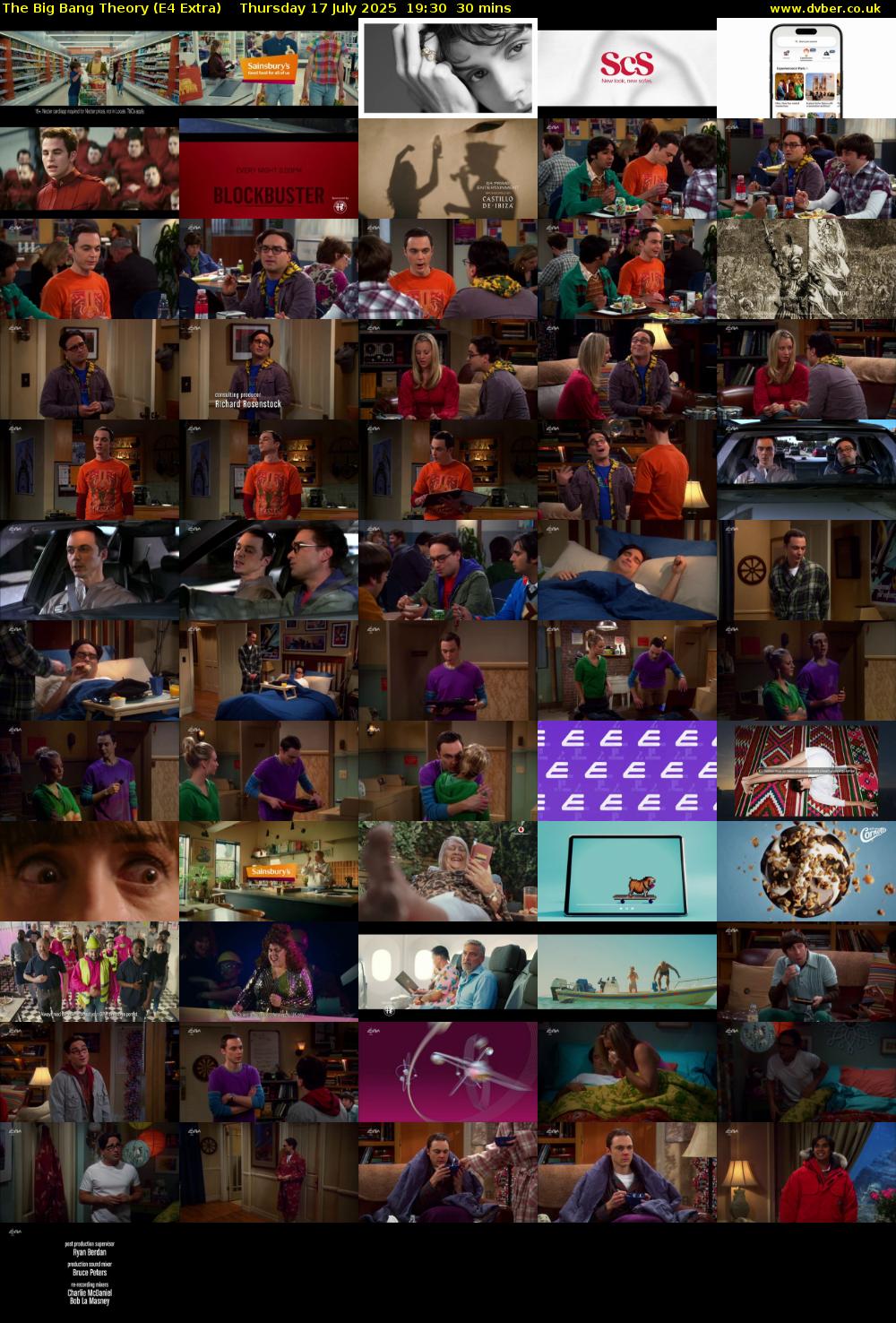 The Big Bang Theory (E4 Extra) Thursday 17 July 2025 19:30 - 20:00