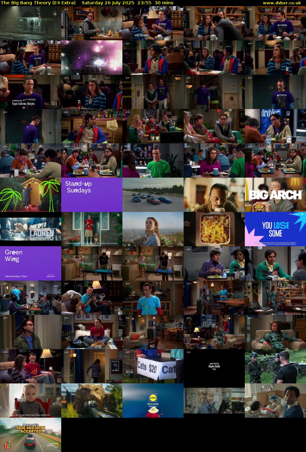 The Big Bang Theory (E4 Extra) Saturday 26 July 2025 23:55 - 00:25