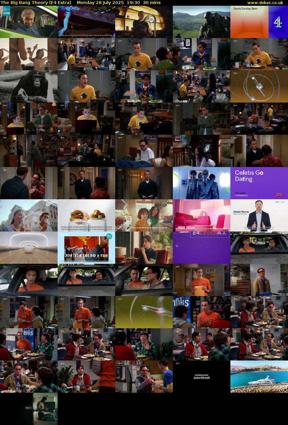 The Big Bang Theory (E4 Extra) Monday 28 July 2025 19:30 - 20:00