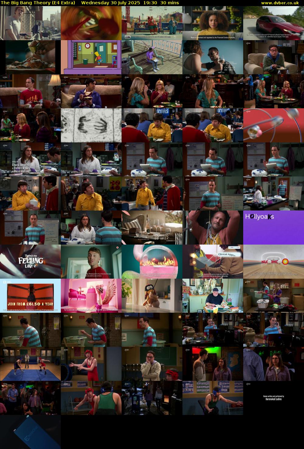 The Big Bang Theory (E4 Extra) Wednesday 30 July 2025 19:30 - 20:00