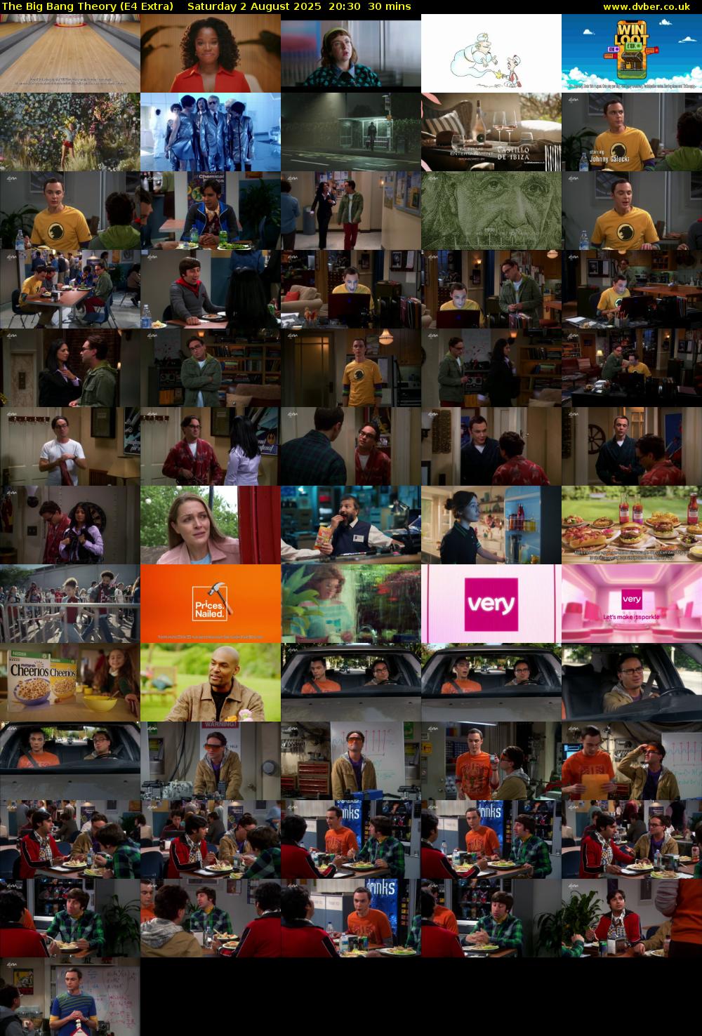 The Big Bang Theory (E4 Extra) Saturday 2 August 2025 20:30 - 21:00