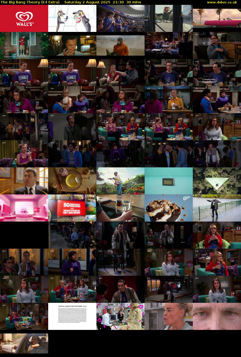 The Big Bang Theory (E4 Extra) Saturday 2 August 2025 21:30 - 22:00