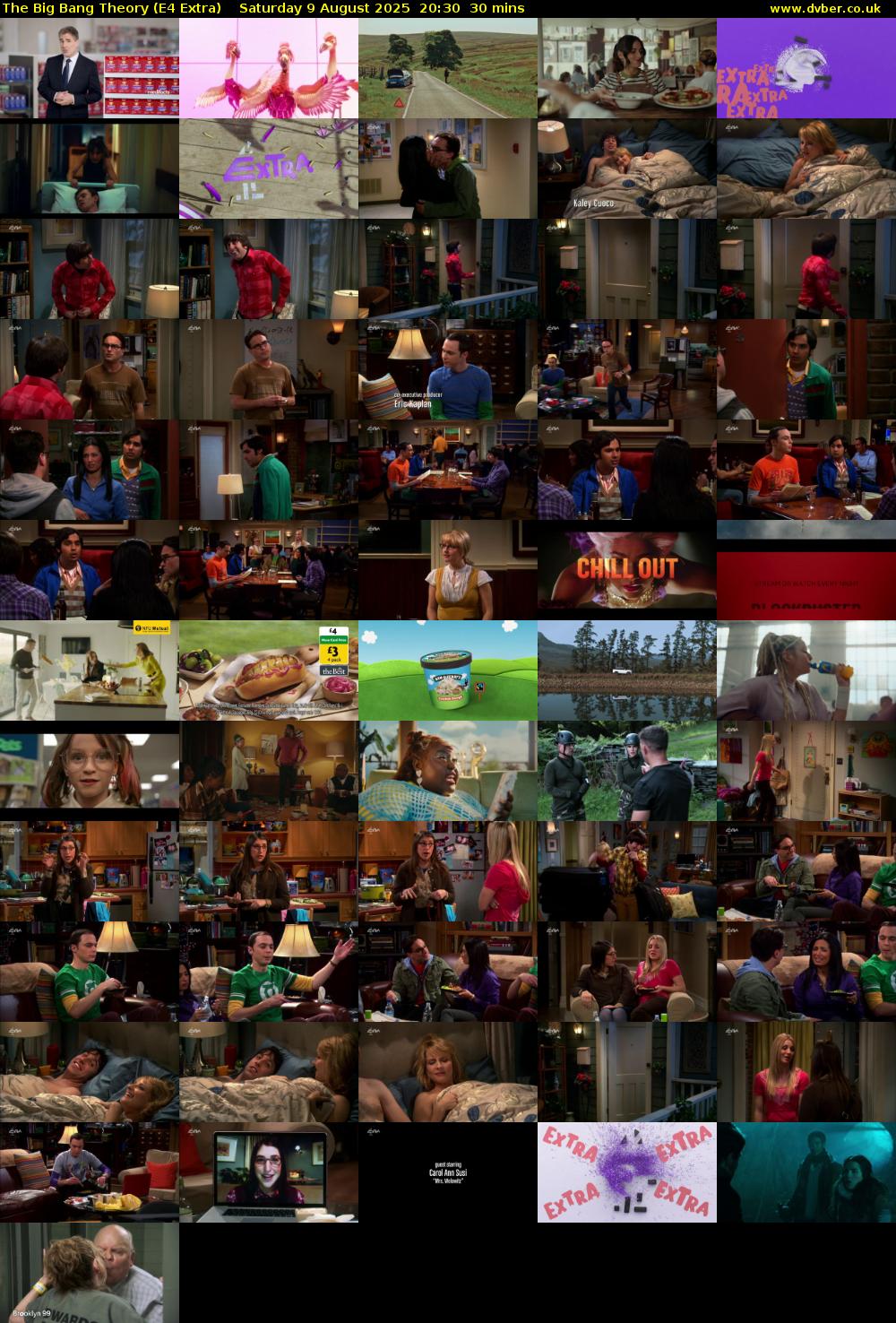 The Big Bang Theory (E4 Extra) Saturday 9 August 2025 20:30 - 21:00