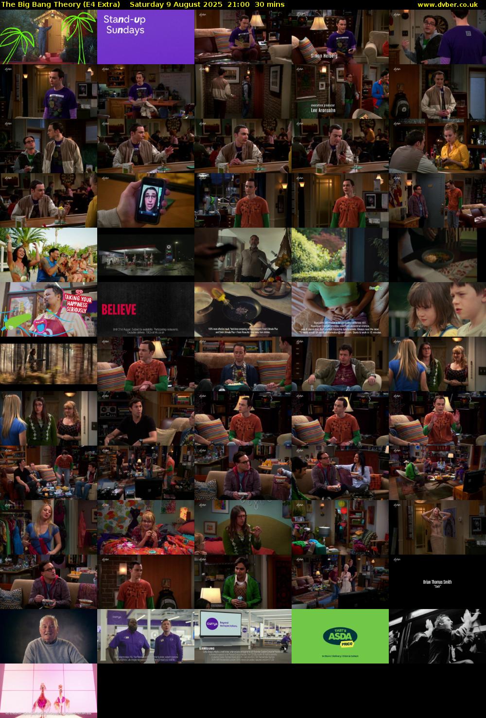 The Big Bang Theory (E4 Extra) Saturday 9 August 2025 21:00 - 21:30
