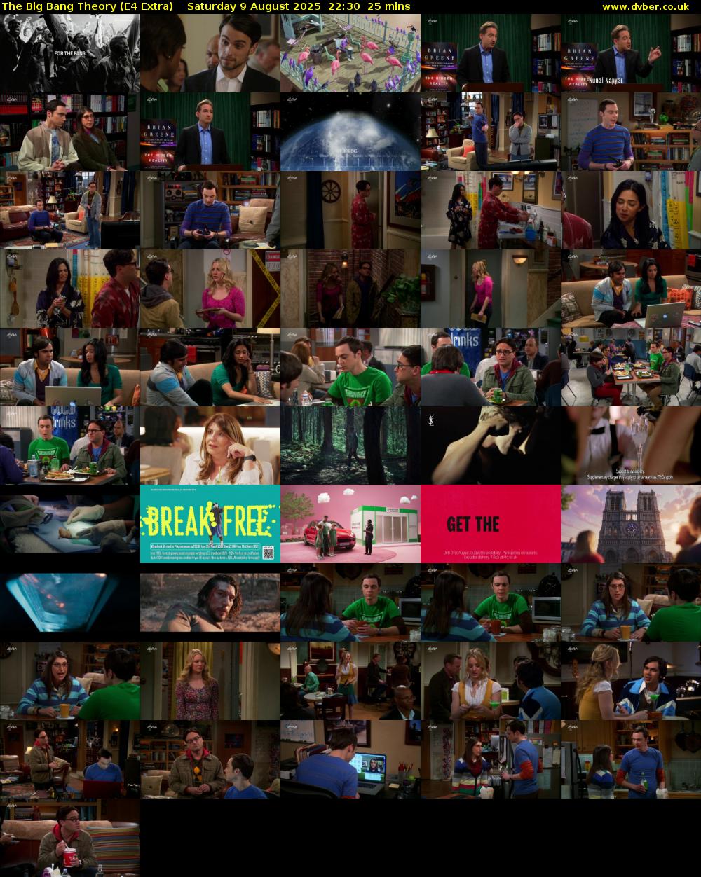 The Big Bang Theory (E4 Extra) Saturday 9 August 2025 22:30 - 22:55