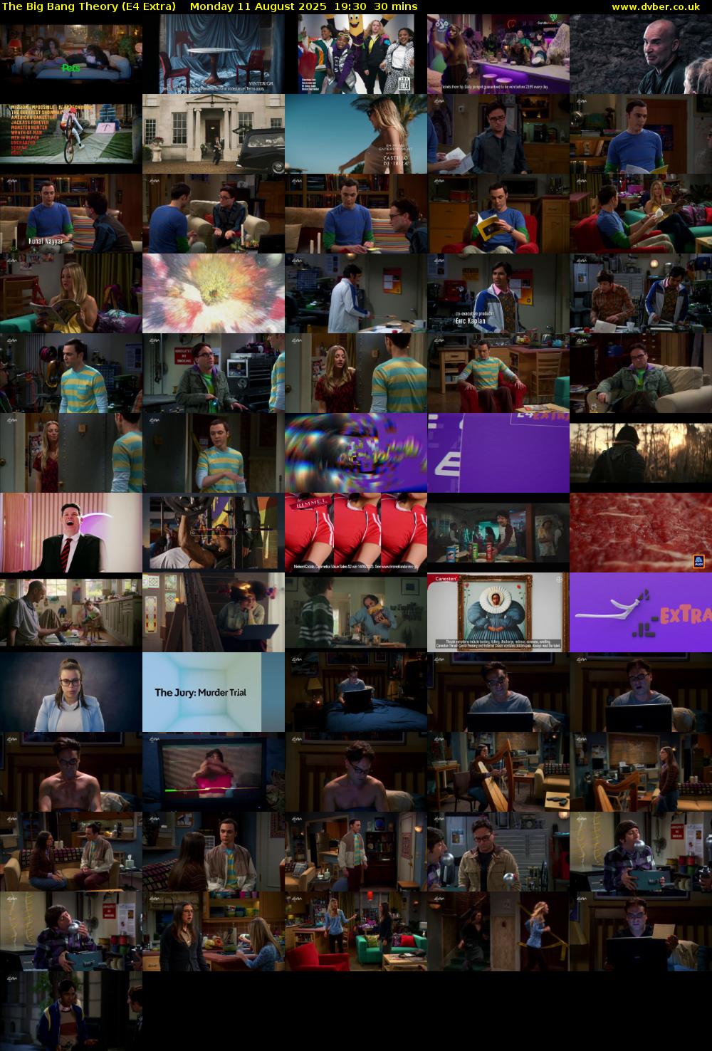 The Big Bang Theory (E4 Extra) Monday 11 August 2025 19:30 - 20:00