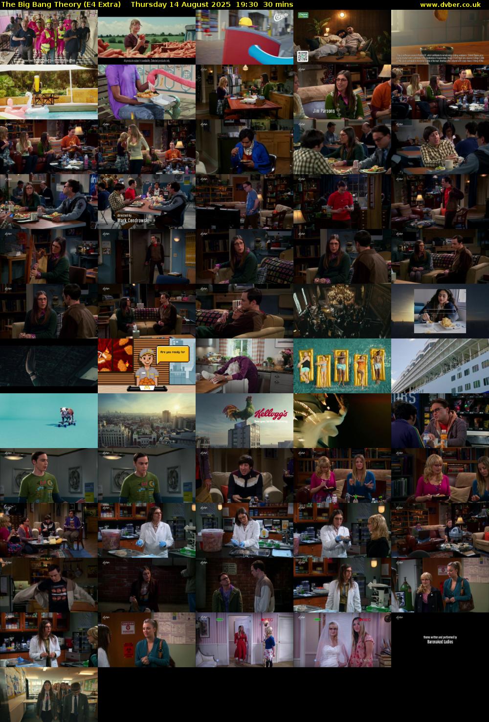 The Big Bang Theory (E4 Extra) Thursday 14 August 2025 19:30 - 20:00