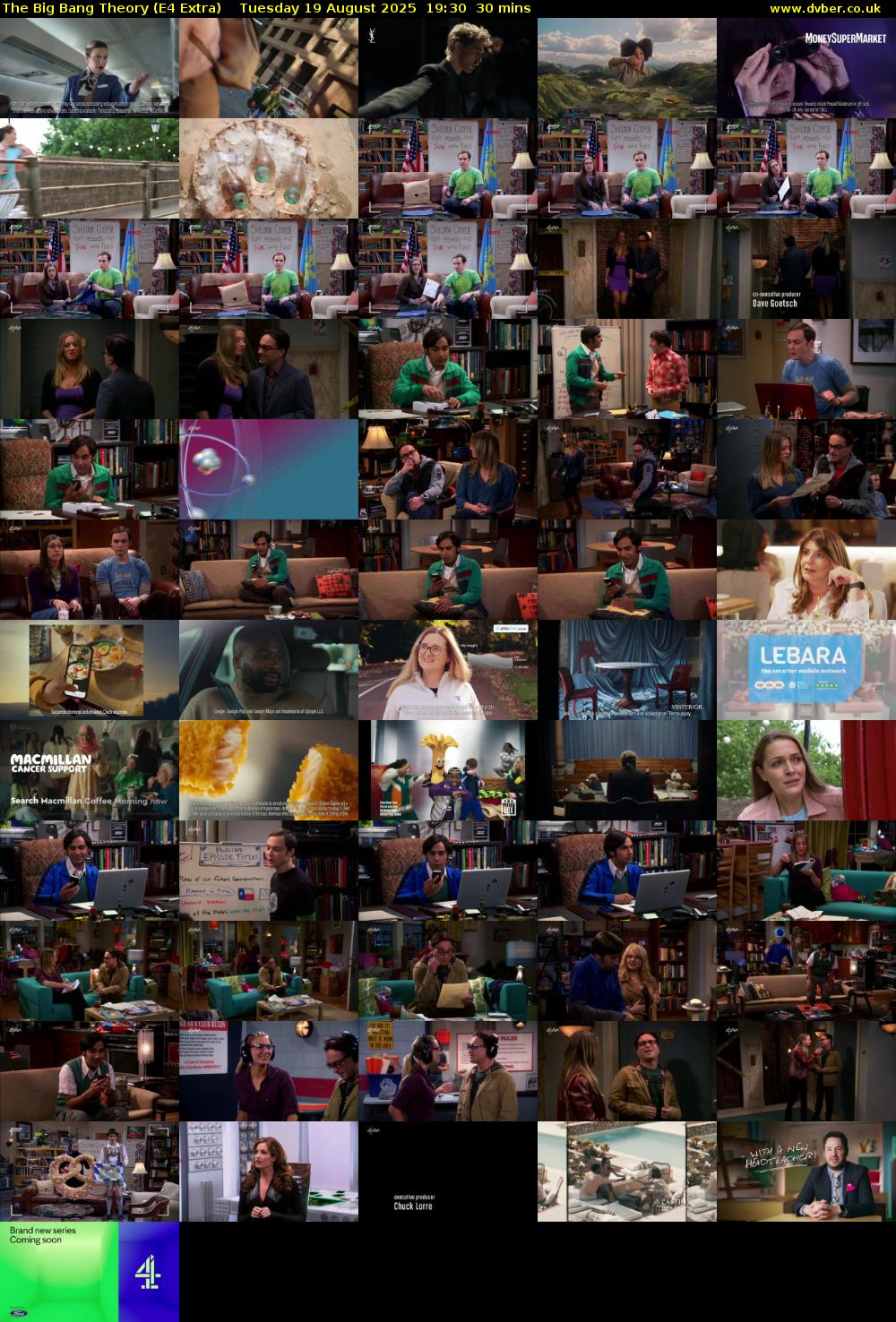 The Big Bang Theory (E4 Extra) Tuesday 19 August 2025 19:30 - 20:00