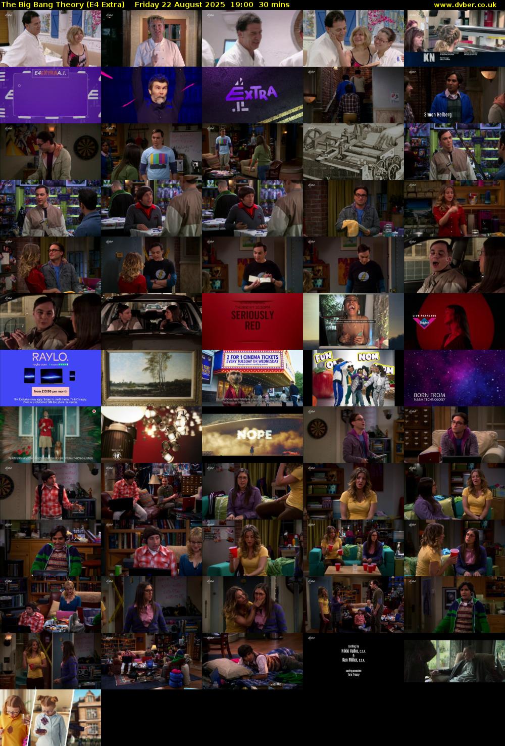 The Big Bang Theory (E4 Extra) Friday 22 August 2025 19:00 - 19:30