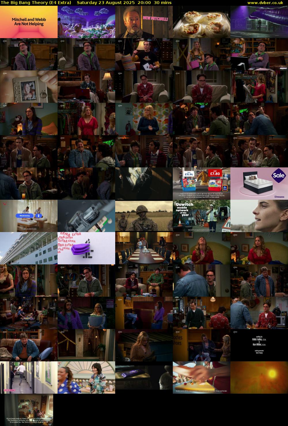 The Big Bang Theory (E4 Extra) Saturday 23 August 2025 20:00 - 20:30