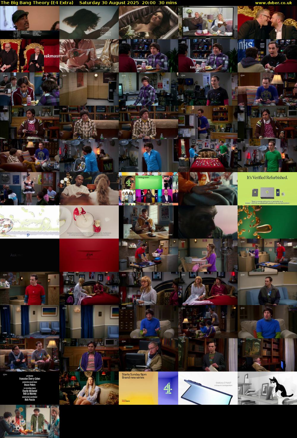 The Big Bang Theory (E4 Extra) Saturday 30 August 2025 20:00 - 20:30