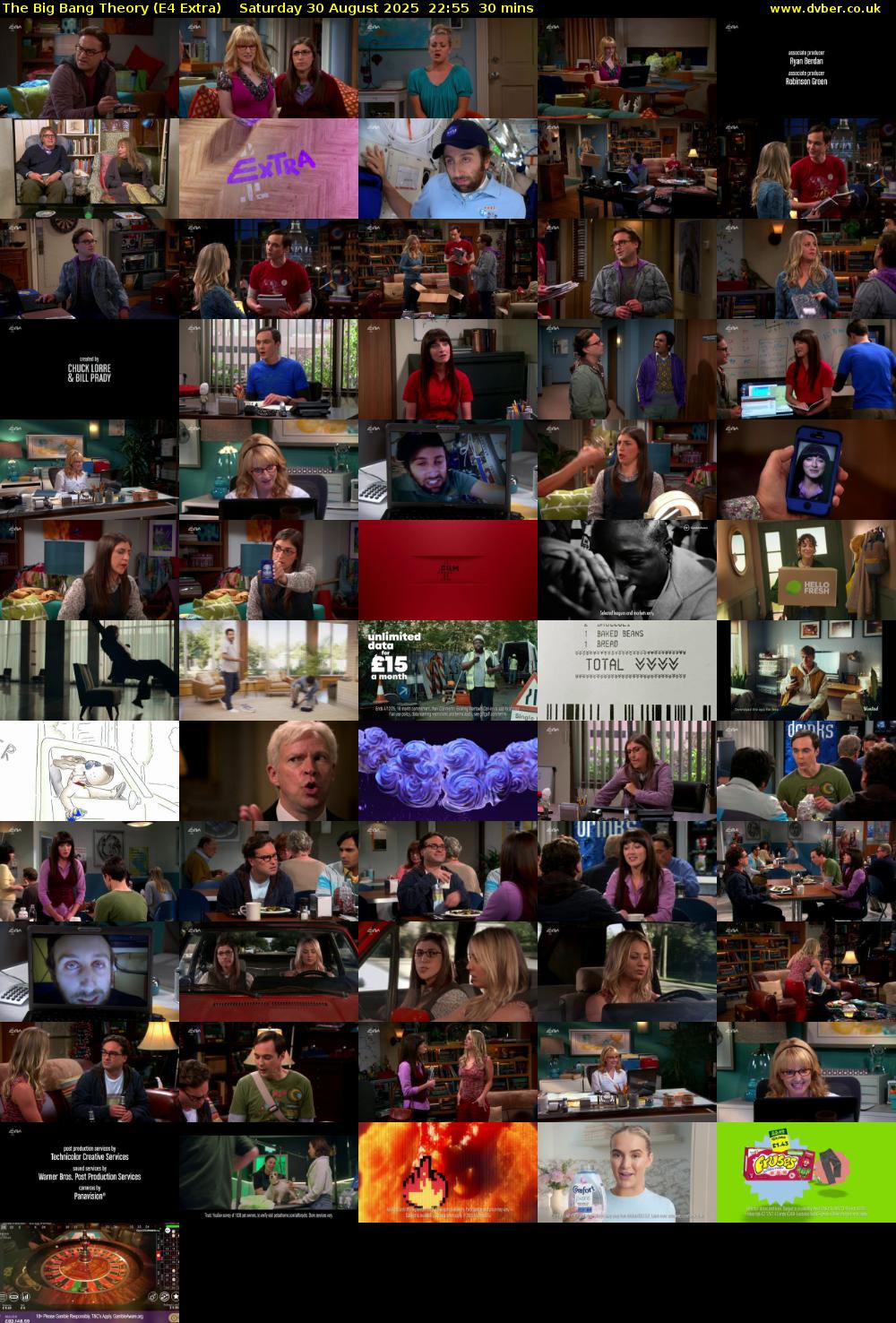 The Big Bang Theory (E4 Extra) Saturday 30 August 2025 22:55 - 23:25