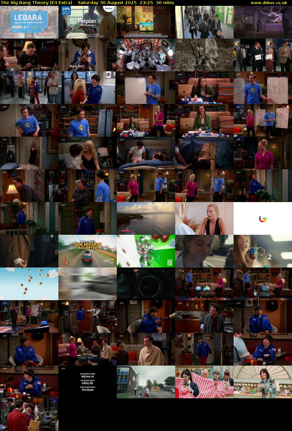 The Big Bang Theory (E4 Extra) Saturday 30 August 2025 23:25 - 23:55
