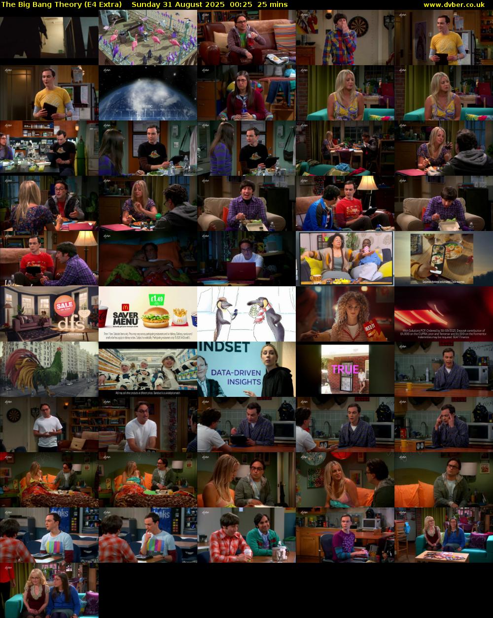 The Big Bang Theory (E4 Extra) Sunday 31 August 2025 00:25 - 00:50