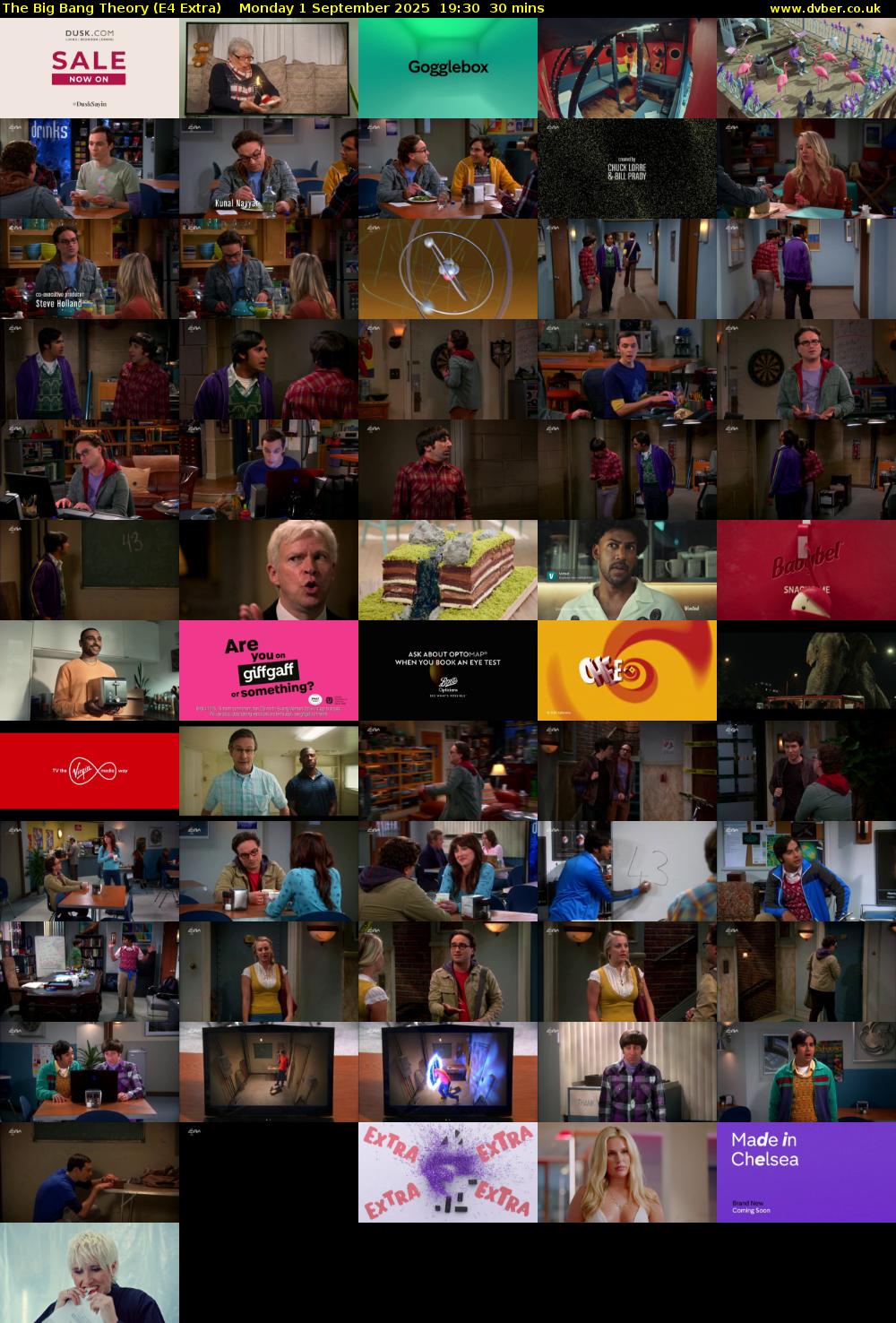 The Big Bang Theory (E4 Extra) Monday 1 September 2025 19:30 - 20:00