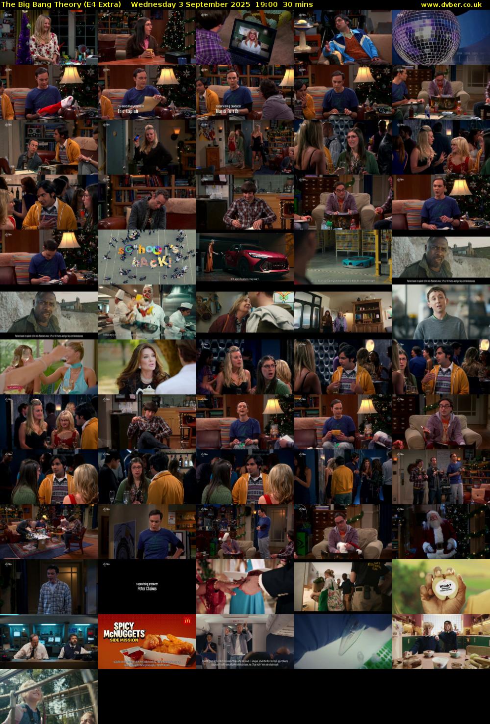 The Big Bang Theory (E4 Extra) Wednesday 3 September 2025 19:00 - 19:30