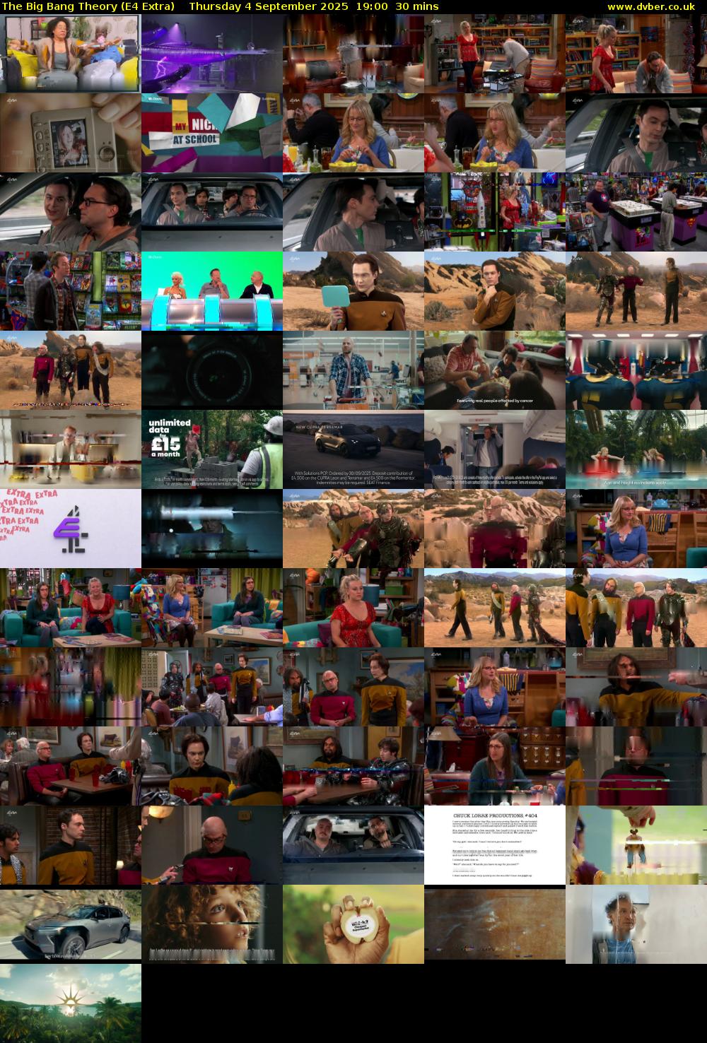The Big Bang Theory (E4 Extra) Thursday 4 September 2025 19:00 - 19:30
