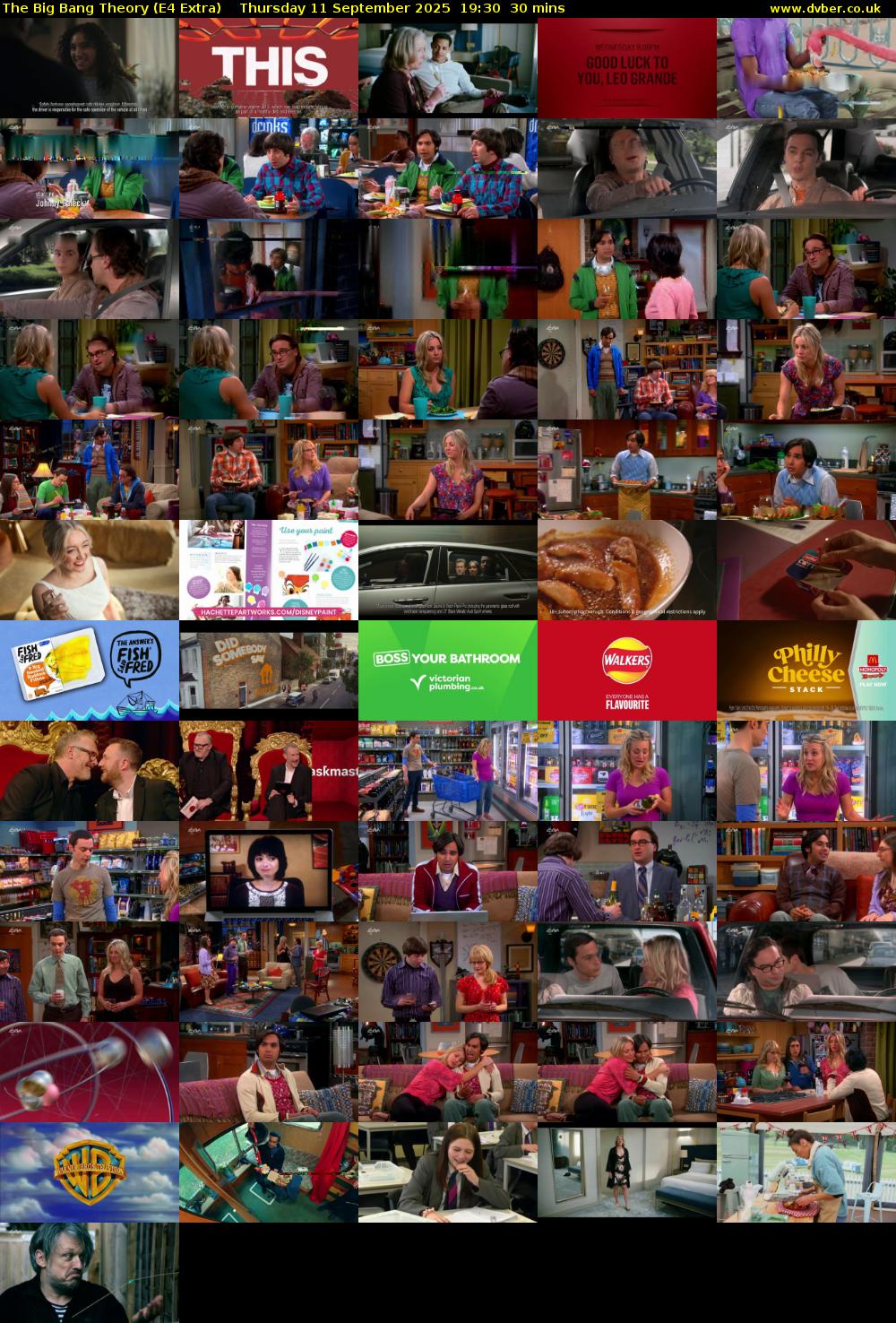 The Big Bang Theory (E4 Extra) Thursday 11 September 2025 19:30 - 20:00