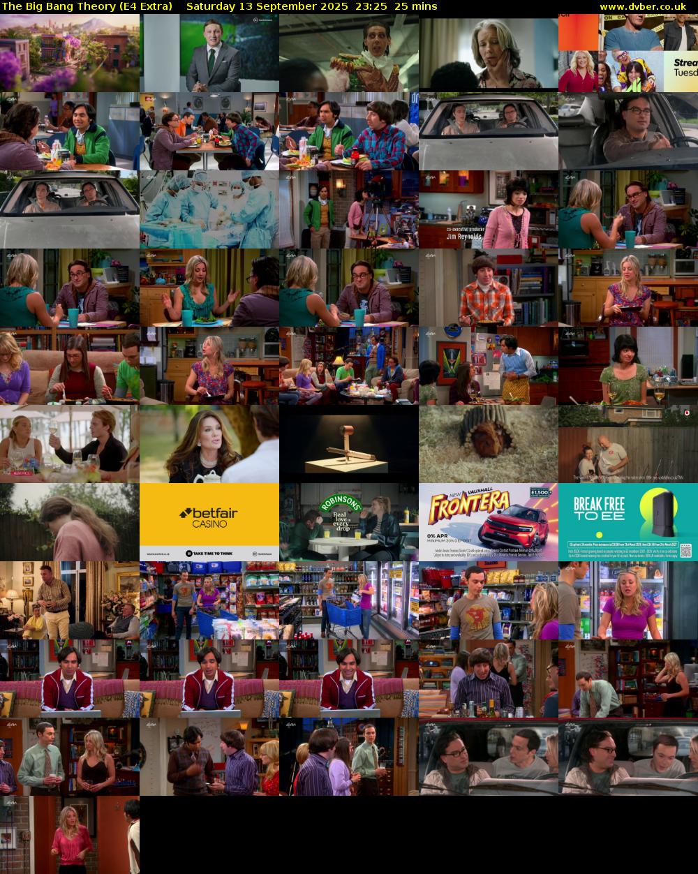 The Big Bang Theory (E4 Extra) Saturday 13 September 2025 23:25 - 23:50