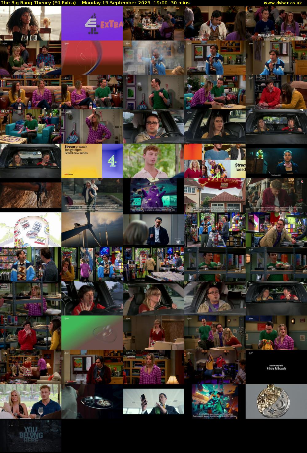 The Big Bang Theory (E4 Extra) Monday 15 September 2025 19:00 - 19:30