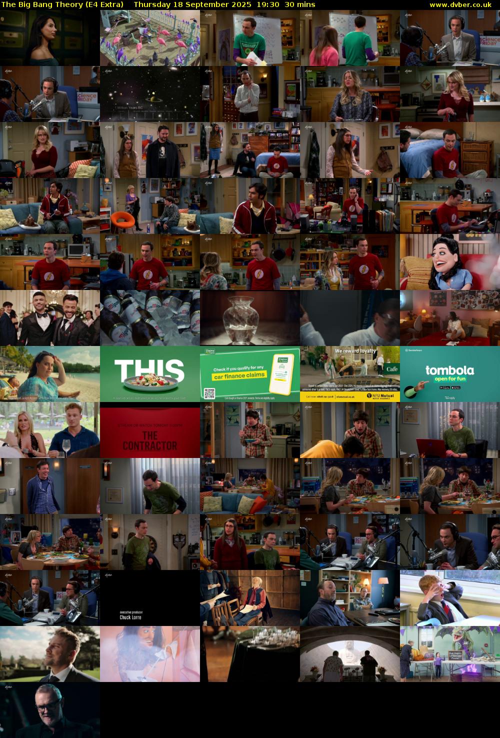 The Big Bang Theory (E4 Extra) Thursday 18 September 2025 19:30 - 20:00
