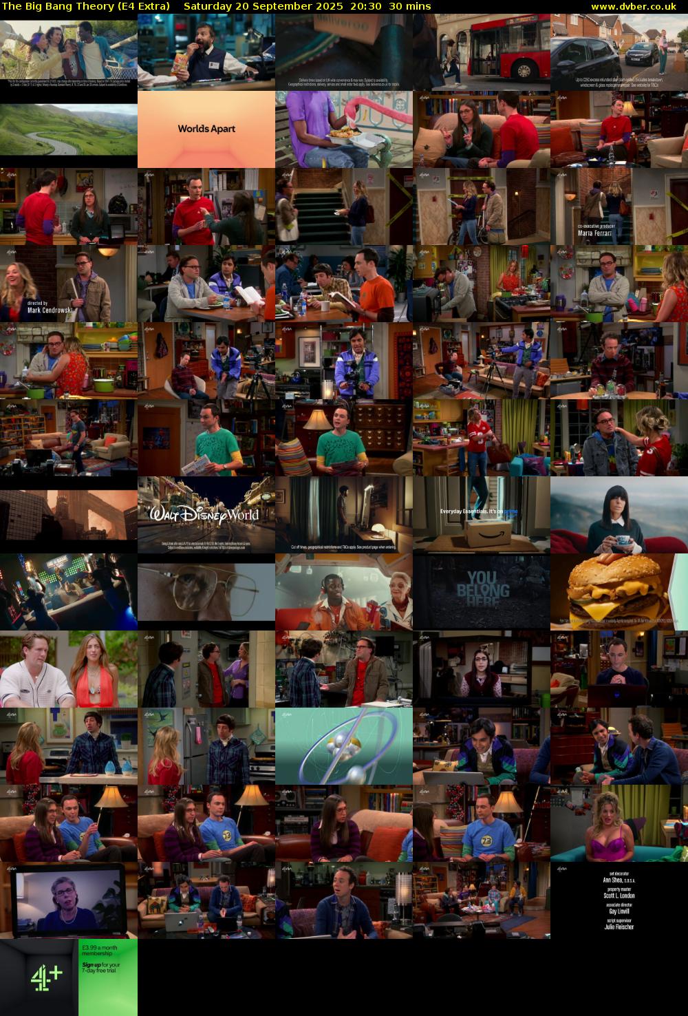 The Big Bang Theory (E4 Extra) Saturday 20 September 2025 20:30 - 21:00