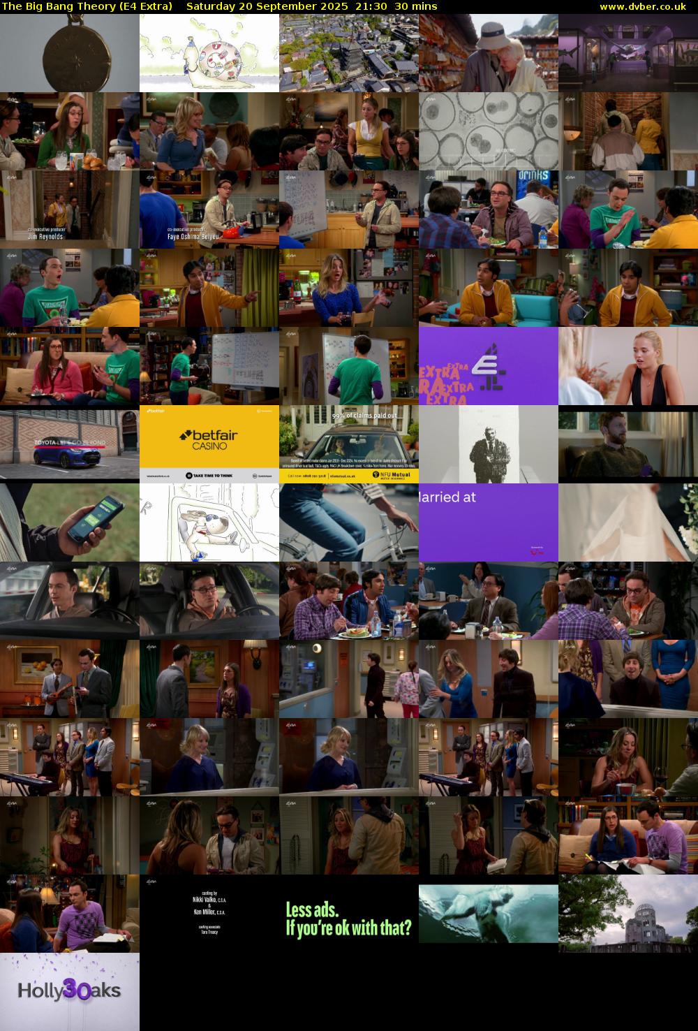 The Big Bang Theory (E4 Extra) Saturday 20 September 2025 21:30 - 22:00