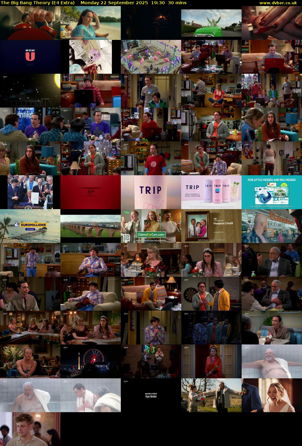 The Big Bang Theory (E4 Extra) Monday 22 September 2025 19:30 - 20:00