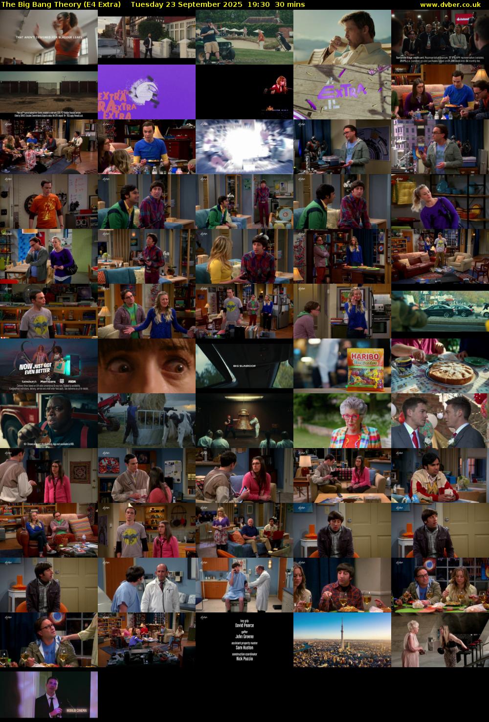 The Big Bang Theory (E4 Extra) Tuesday 23 September 2025 19:30 - 20:00
