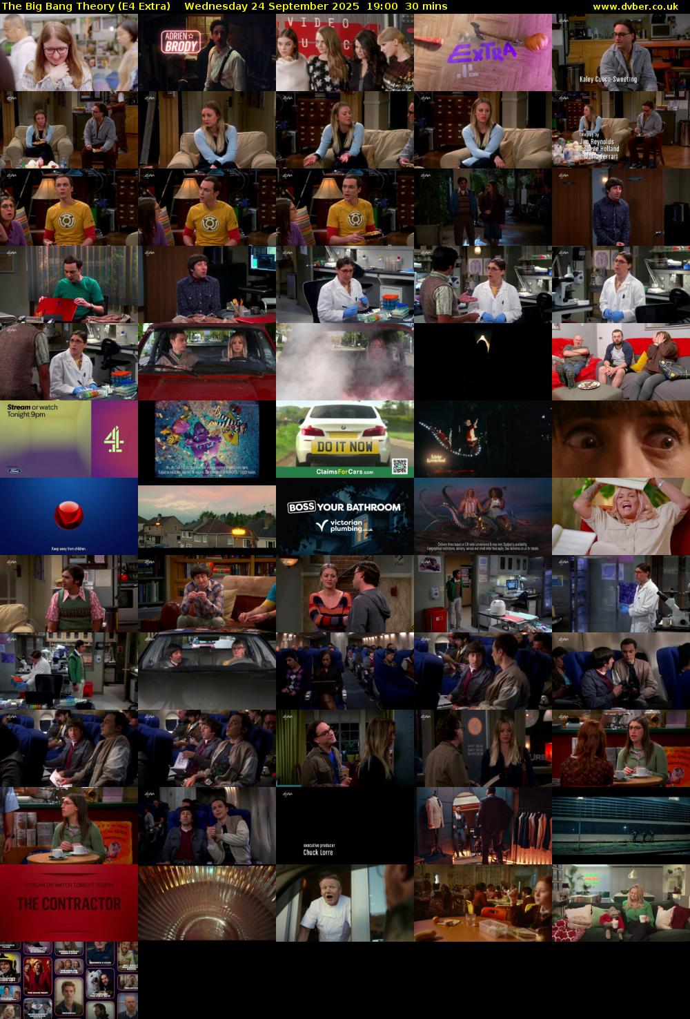 The Big Bang Theory (E4 Extra) Wednesday 24 September 2025 19:00 - 19:30